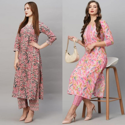 HOLY STAR WORLD Women Printed Straight Kurta(Beige)
