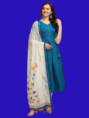 RuhikaFashion Women Solid Anarkali Kurta(Light Blue)