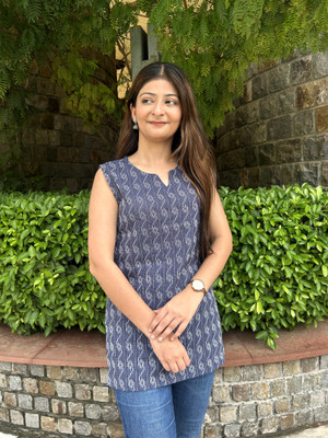 Majestykart Women Printed Straight Kurta(Blue)