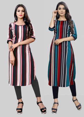 Modli 20 Fashion Women Striped Straight Kurta(Multicolor)