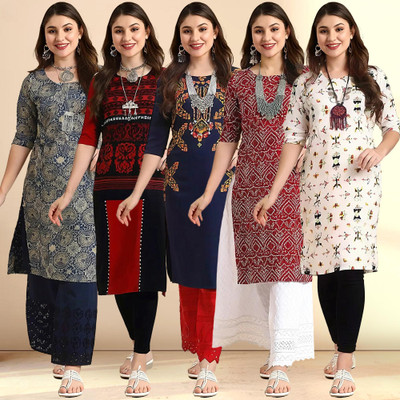 1 Stop Fashion Women Printed A-line Kurta(Multicolor)