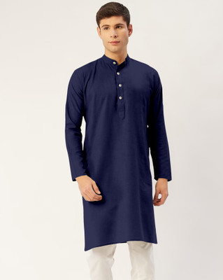 SEFRONI Men Solid Straight Kurta(Dark Blue)
