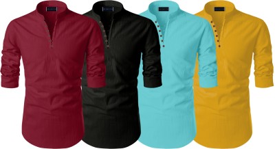 FINIVO FASHION Men Solid Straight Kurta(Maroon, Black, Dark Green, Gold)