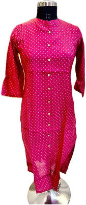 Angel Creations Women Self Design Straight Kurta(Pink)