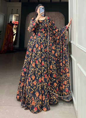 MISS CLOTHING Anarkali Gown(Black)