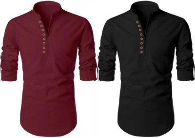 GUYS HUBB Men Solid Straight Kurta(Multicolor)
