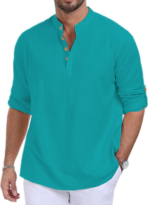 UNIFAV Men Solid Straight Kurta(Light Green)