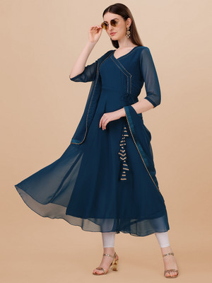 PMD Fashion Anarkali Gown(Light Blue)