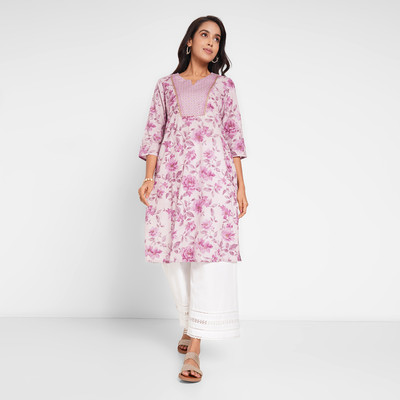 Rangmanch by Pantaloons Women Printed A-line Kurta(Pink)