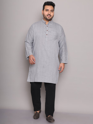 ED PLUS Men Solid Straight Kurta(Grey)