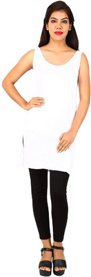 MOONDEO Women Solid A-line Kurta(White)