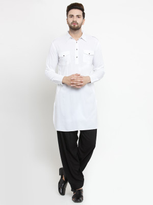 Moda Rapido Men Solid Straight Kurta(White)