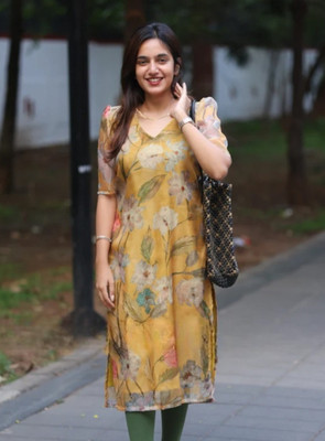 Styleva Women Printed A-line Kurta(Yellow)