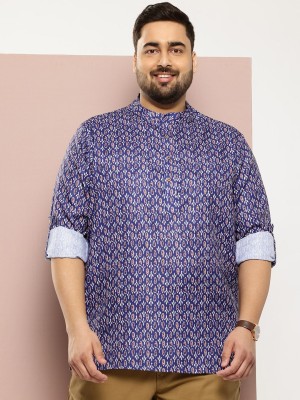 Sztori Men Printed Straight Kurta(Blue)