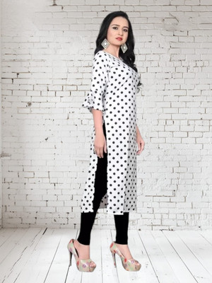 NISHA APEX Women Printed A-line Kurta(White)