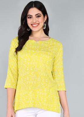 HouseOfCommon Women Printed Straight Kurta(Yellow)