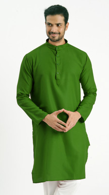 Desivibes Men Solid Straight Kurta(Green)