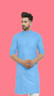 The Fashion Outlets Men Solid A-line Kurta(Blue)