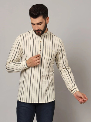 FABRIC FITOOR Men Self Design Straight Kurta(Beige)