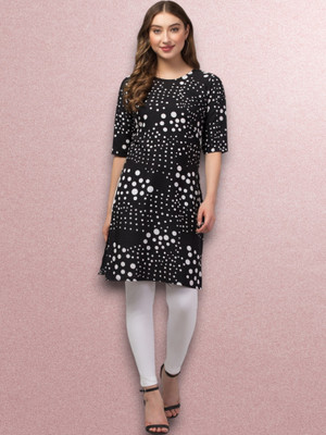 E&A Enterprises Women Printed Straight Kurta(Black)