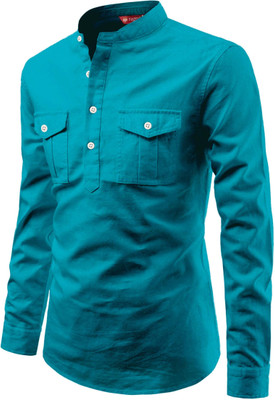 Yugnik Men Solid A-line Kurta(Gold)
