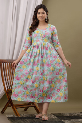 TAPISH CREATION Women Printed Anarkali Kurta(Light Blue)