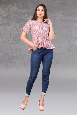 HouseOfCommon Women Self Design A-line Kurta(Pink)