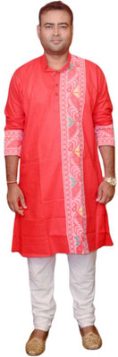 Tuh Men Printed A-line Kurta(Red)