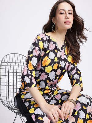 Anouk Rustic Women Floral Print Straight Kurta(Multicolor)