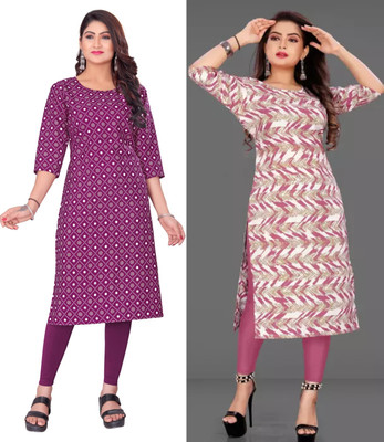 Dhruti Vaste Women Printed Straight Kurta(Multicolor)