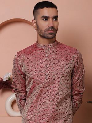 ANOUK Men Printed Straight Kurta(Maroon)