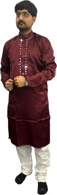 TAVAN Men Printed Straight Kurta(Maroon)