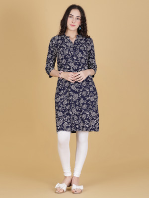 V-MART Women Printed A-line Kurta(Blue)