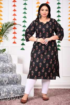 Swasti Women Printed Straight Kurta(Black)