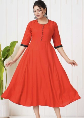 NEWPSGARMENT Anarkali Gown(Red)