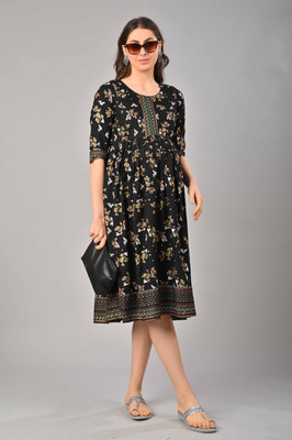 Lela Textile Women Printed Anarkali Kurta(Multicolor)