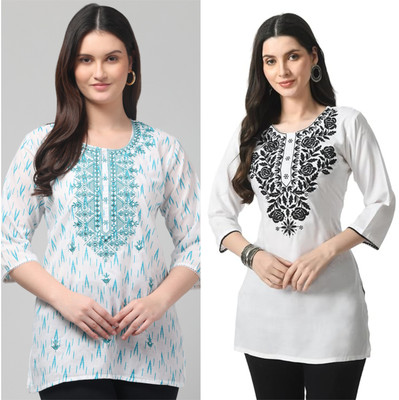 STYLE PREZONE Women Embroidered, Printed A-line Kurta(Multicolor)