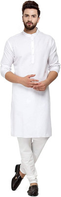 Vibhuti Men Solid Straight Kurta(White)