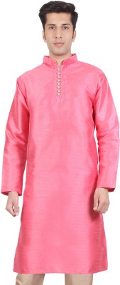 Voniry Men Solid Straight Kurta(Pink)