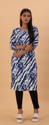 JENSI FASHION Women Printed A-line Kurta(Dark Blue, White)