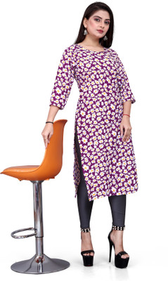 BR OUTF Women Printed A-line Kurta(Purple)