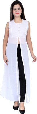 The Vendorvilla Women Solid Frontslit Kurta(White)