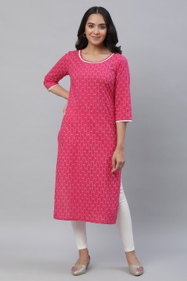 Aurelia Women Geometric Print Straight Kurta(Pink)