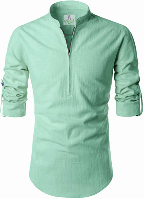 Apektra Men Solid A-line Kurta(Light Green)