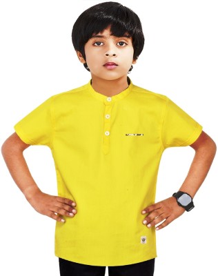 MADE IN THE SHADE Boys Self Design Straight Kurta(Yellow)