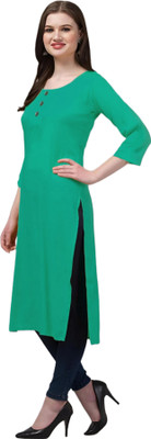 Coft Women Solid Straight Kurta(Light Blue)