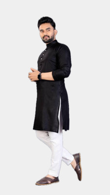 Anuj Fashion Men Solid A-line Kurta(Black)