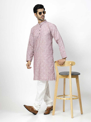 Rohilcrust Men Self Design Straight Kurta(Purple)