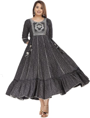 Highlight fashion export Women Embellished Anarkali Kurta(Dark Blue)
