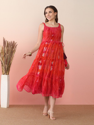 Sangria Women Ethnic Dress Pink Ankle Length Dress